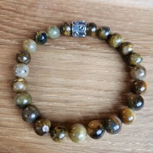 Brown Tiger Eye Beads Bracelet Stretch, Hand Crafted
